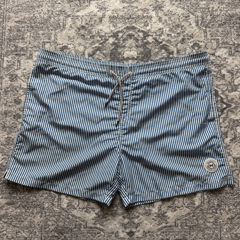 Maamgic Swim Shorts Mens XXL Blue Striped Lined Drawstring Board Shorts